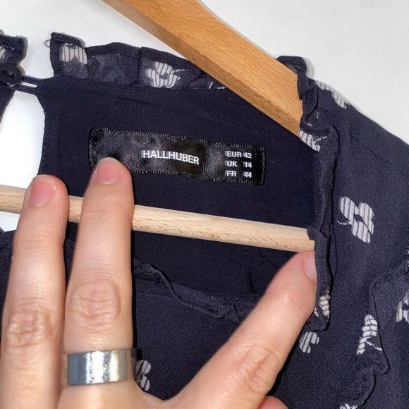 Hall Huber Blue White Floral Viscose Dress Size US 10 - Picture 6 of 10